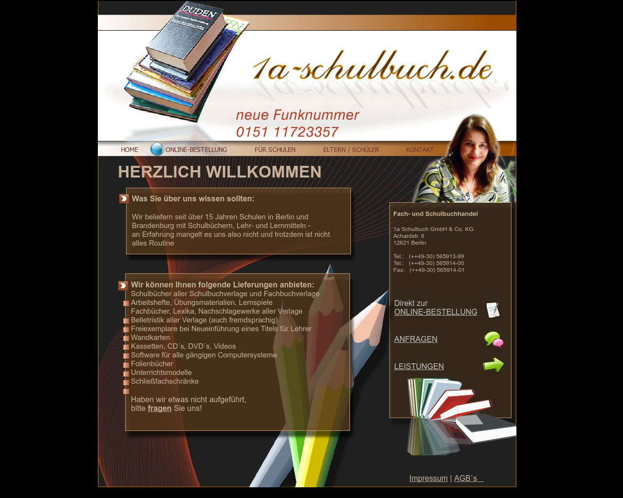 Bild Website 1a-schulbuch.de in 1280x1024