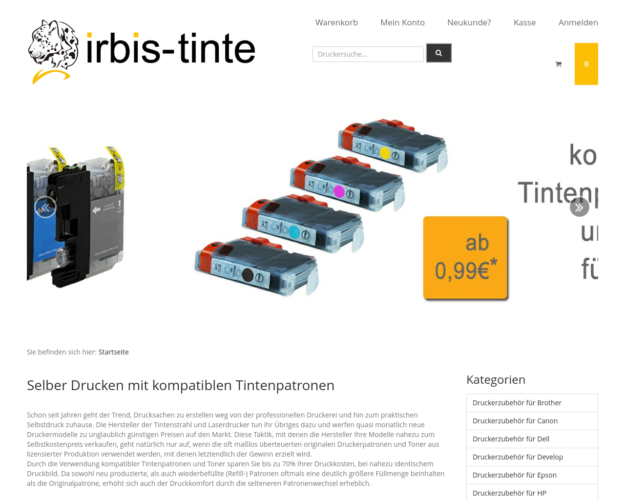 Bild Website irbis-tinte.de in 1280x1024