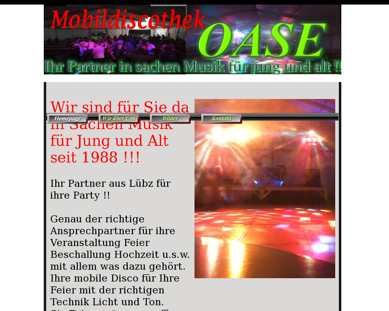 Bild Website oase-disco.de in 1280x1024