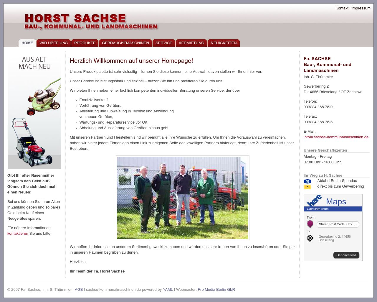 Bild Website sachse-kommunalmaschinen.de in 1280x1024