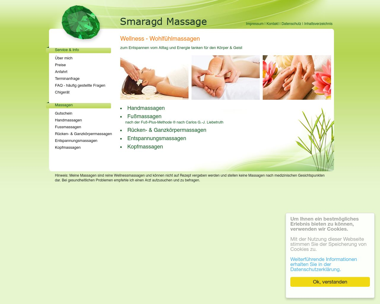 Bild Website smaragd-massage.de in 1280x1024