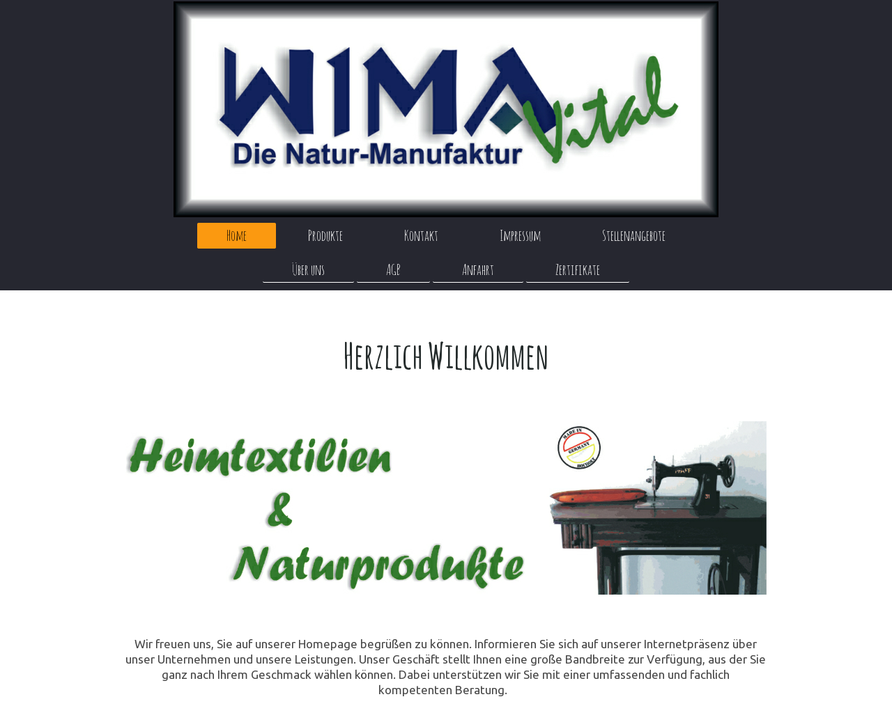 Bild Website wimavital.de in 1280x1024